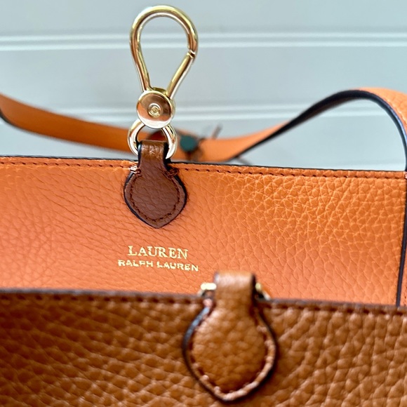 Sold!❣️ Lauren Ralph Lauren Large Reversible Pebbled-Faux Leather Tote Bag NWT - Picture 15 of 15